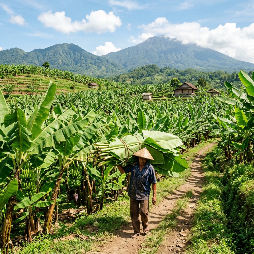 Banana Leaf Farmer in Lendang Nangka Utara
